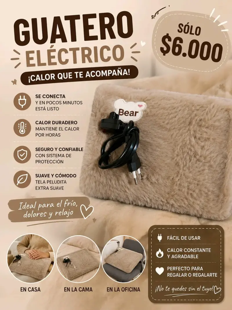 Guatero eléctrico suave y seguro