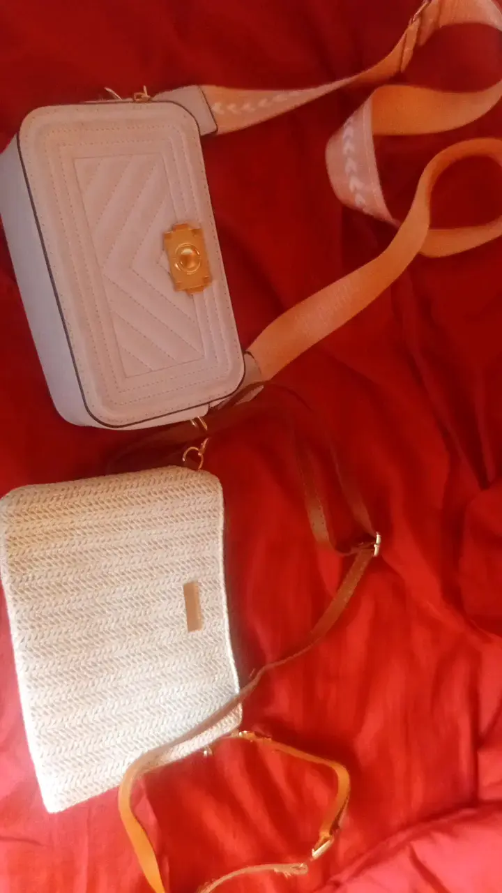 Set de carteras modernas en beige y blanco