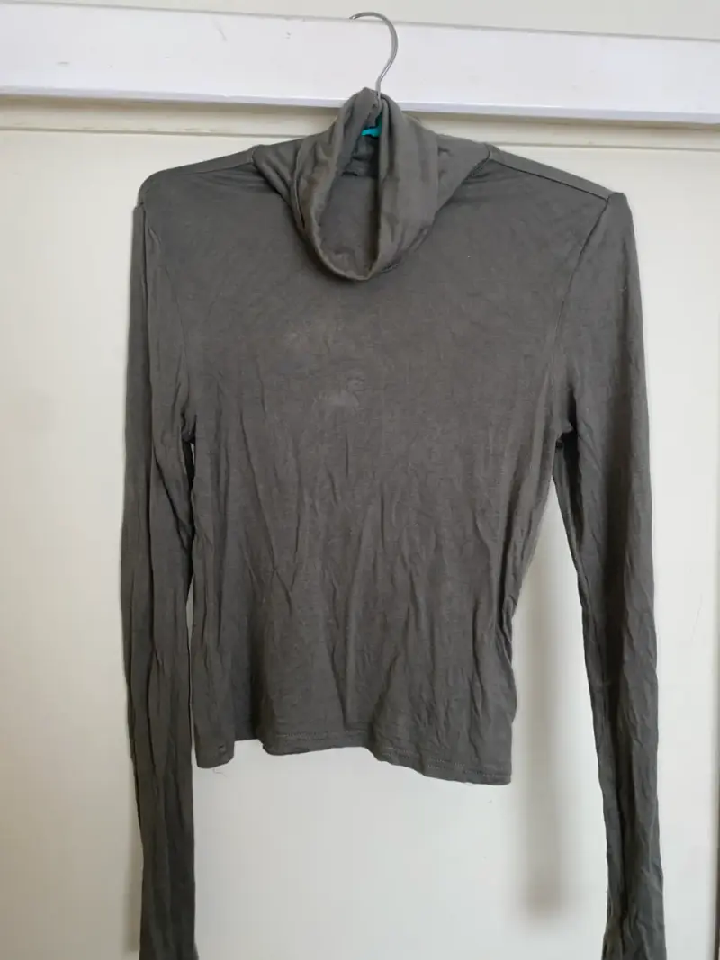 Polera de cuello alto gris para mujer