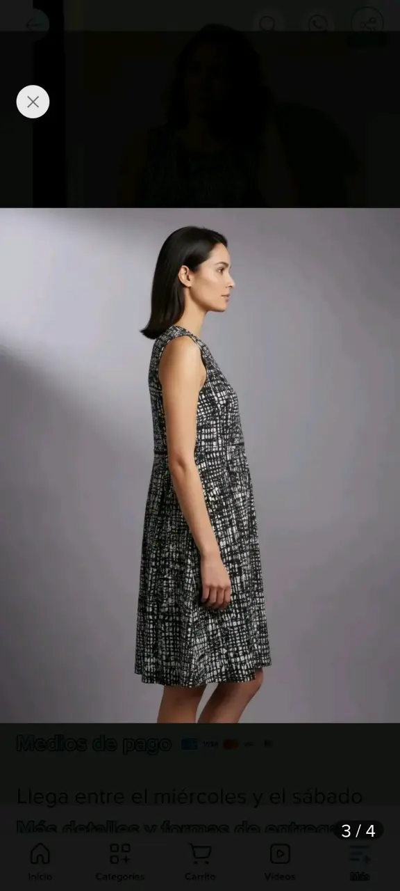 Vestido sin mangas blanco y negro estampado - 2