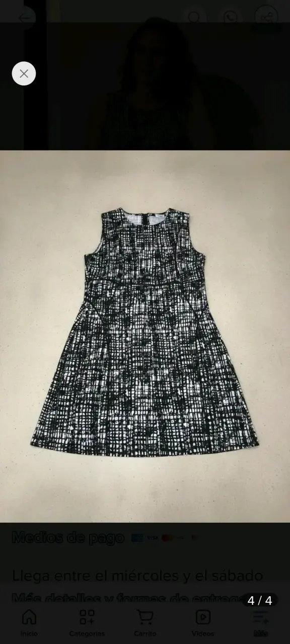 Vestido sin mangas blanco y negro estampado - 4