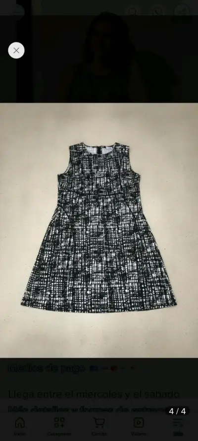 Vestido sin mangas blanco y negro estampado - miniatura 4