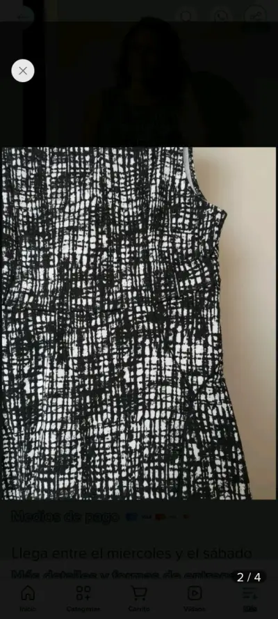 Vestido sin mangas blanco y negro estampado - miniatura 6