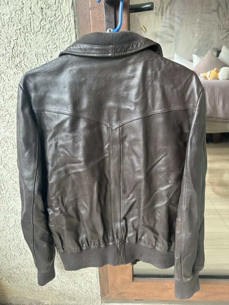 Chaqueta de cuero café M - 2