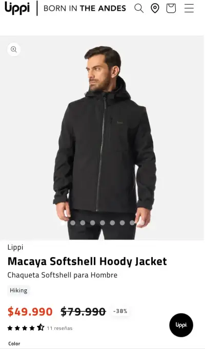Chaqueta LIPPI softshell negra con capucha - miniatura 3