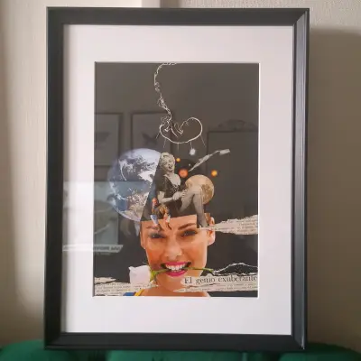 Cuadro collage enmarcado arte moderno - miniatura 2