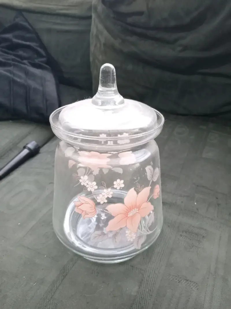 Frasco de vidrio decorativo con tapa hermética