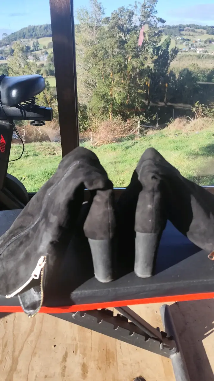 Botas altas de gamuza negras para mujer - 3