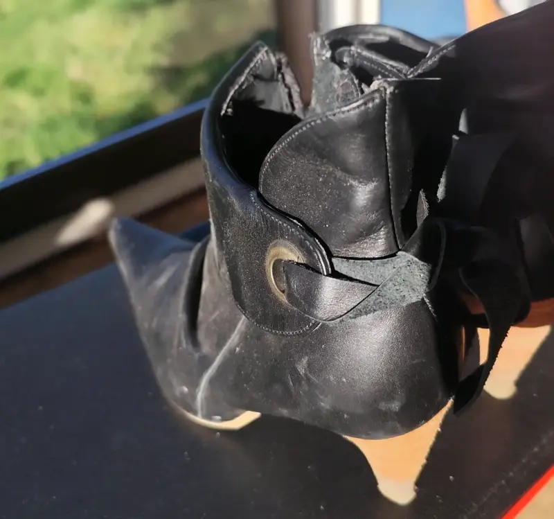 Botines de cuero negro con tacón para mujer - 4