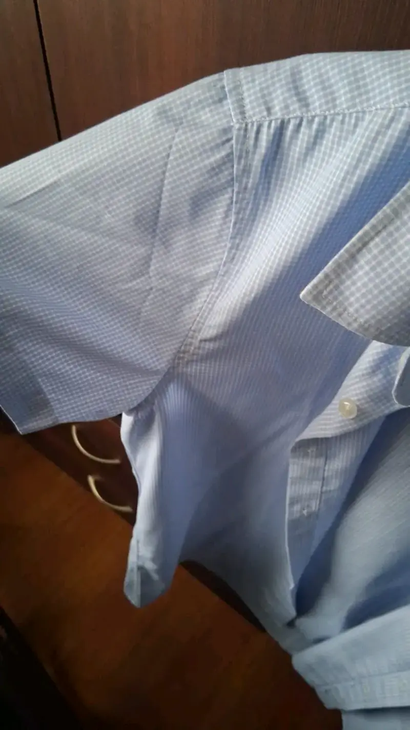 Camisa de vestir celeste manga corta para hombre - 1
