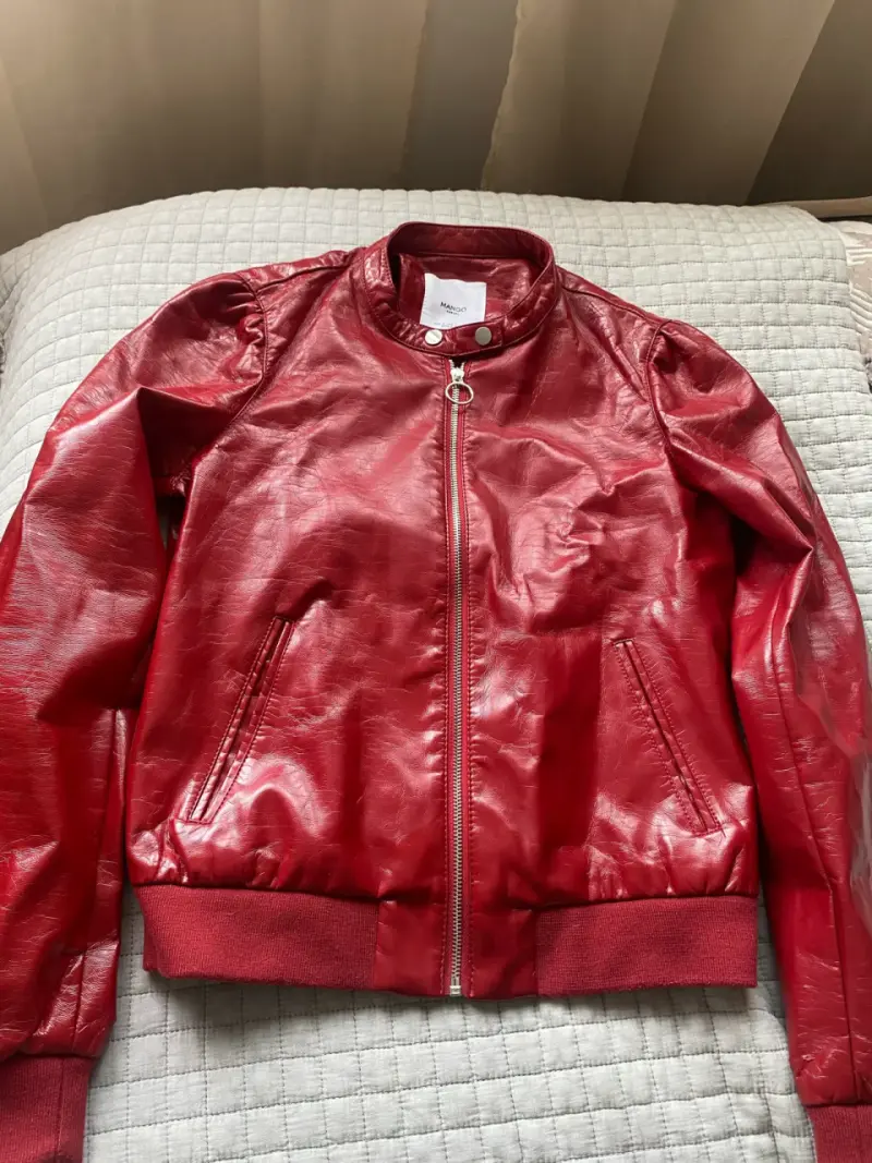 Chaqueta de cuero roja Mango para mujer - 1