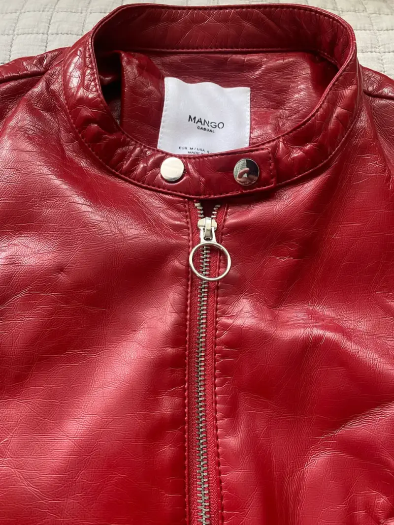 Chaqueta de cuero roja Mango para mujer - 2
