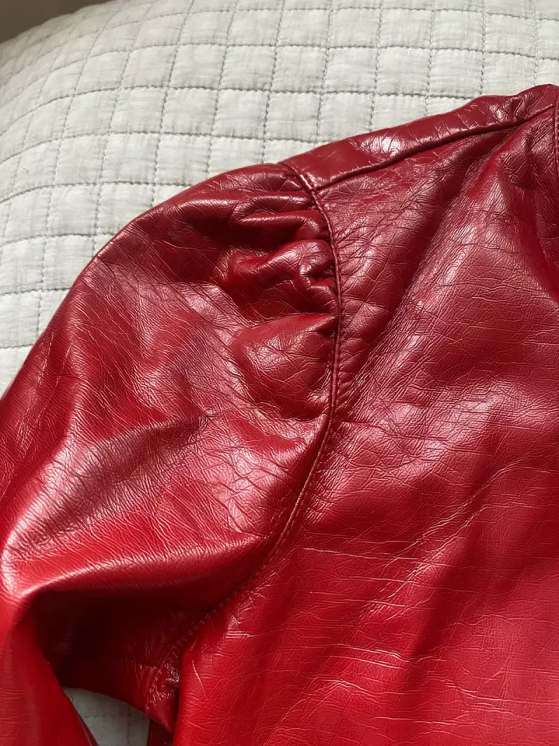 Chaqueta de cuero roja Mango para mujer - 3