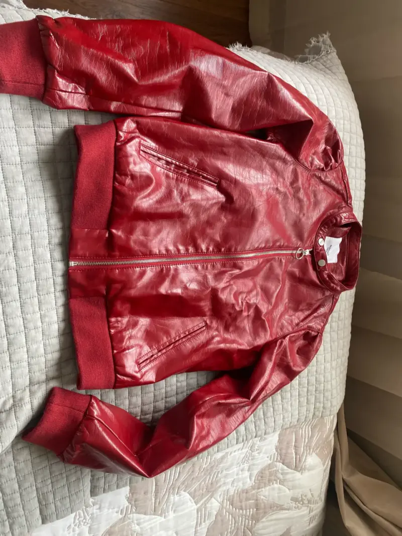 Chaqueta de cuero roja Mango para mujer - 4