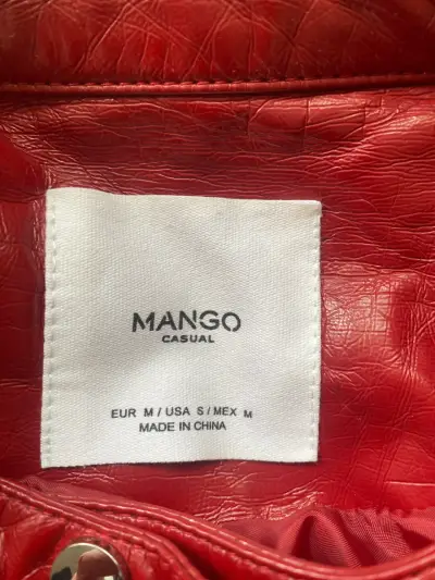 Chaqueta de cuero roja Mango para mujer - miniatura 5