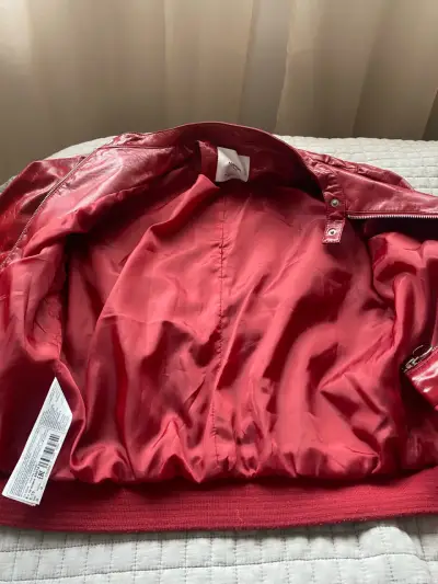 Chaqueta de cuero roja Mango para mujer - miniatura 6
