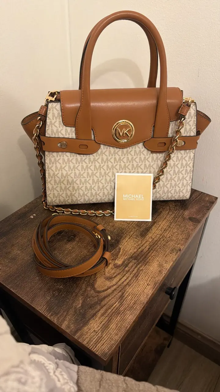 Bolso Michael Kors marrón y beige con cadena - 4