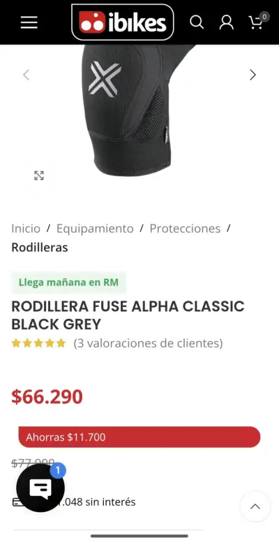 Rodillera Fuse Alpha Classic Black Grey - miniatura 1