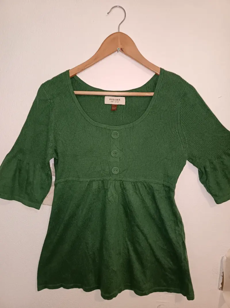 Blusa verde de punto Sonoma con botones