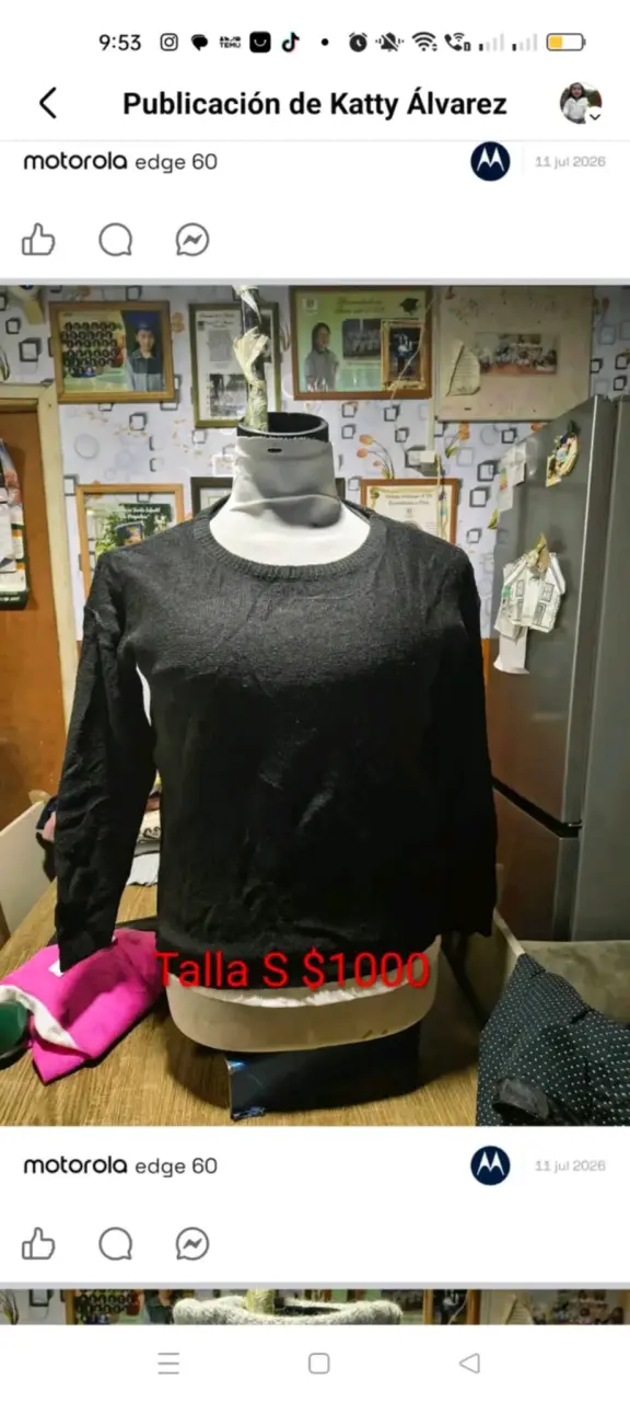 Suéter negro de lana para mujer talla S