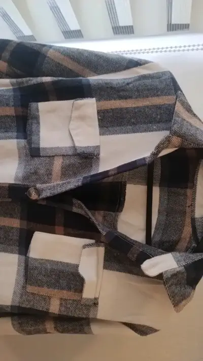 Camisa leñadora larga a cuadros para mujer leña - miniatura 2
