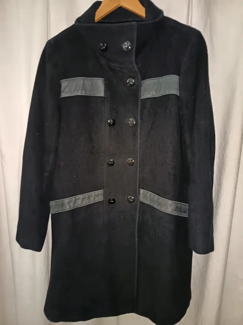 Calvin Klein Abrigo negro con botones decorativo - 1
