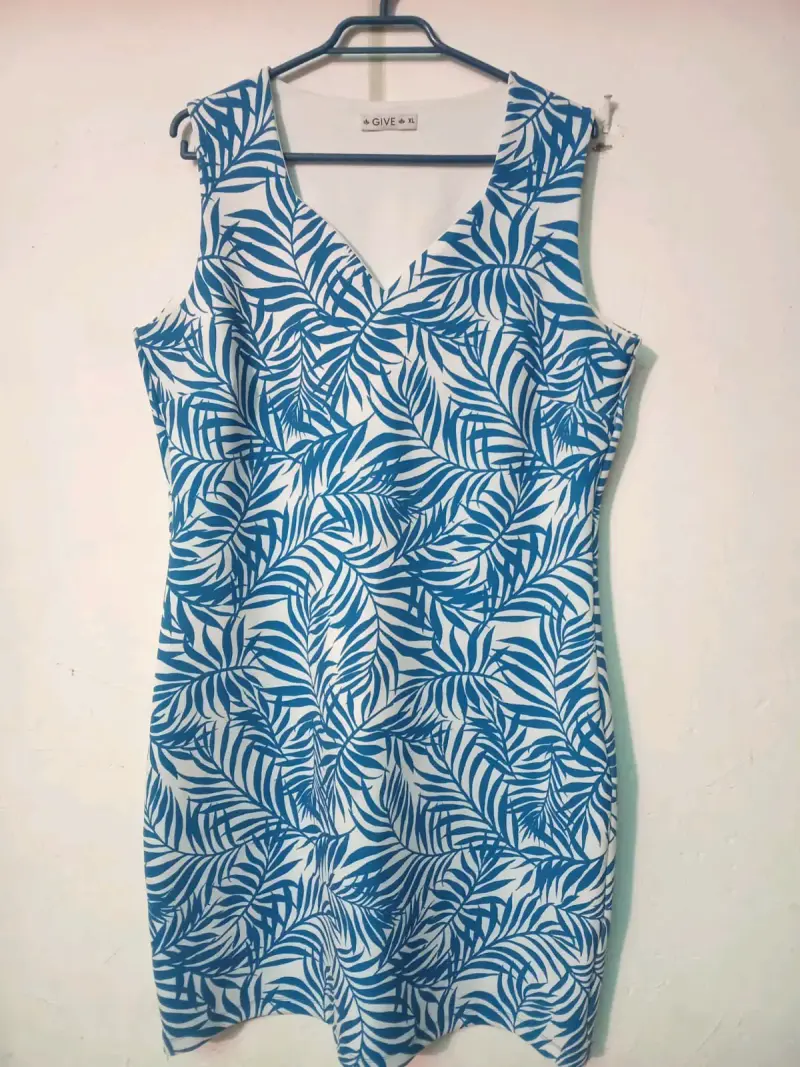 Vestido estampado azul y blanco talla XL - 2