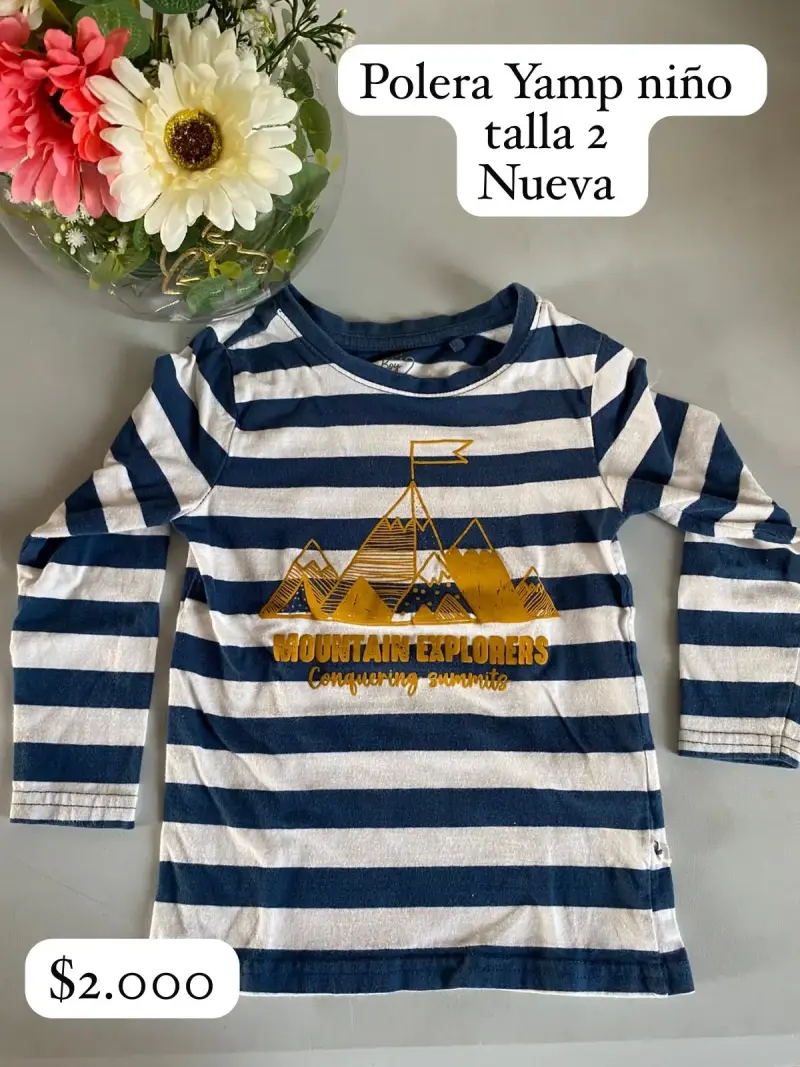 Polera de niño Yamp rayada talla 2 nueva