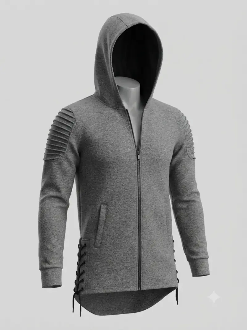 Polerón con capucha gris de diseño moderno