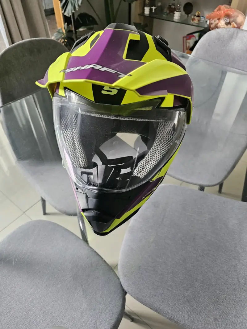 Casco de moto Shaft amarillo y morado - 2
