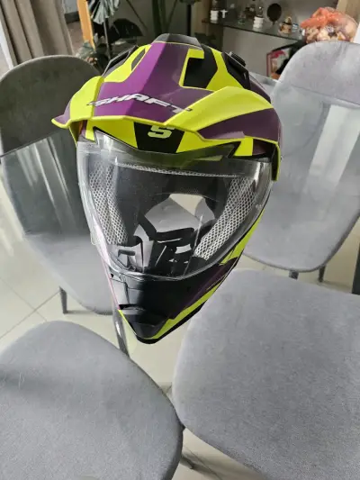 Casco de moto Shaft amarillo y morado - miniatura 2