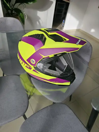 Casco de moto Shaft amarillo y morado - miniatura 3
