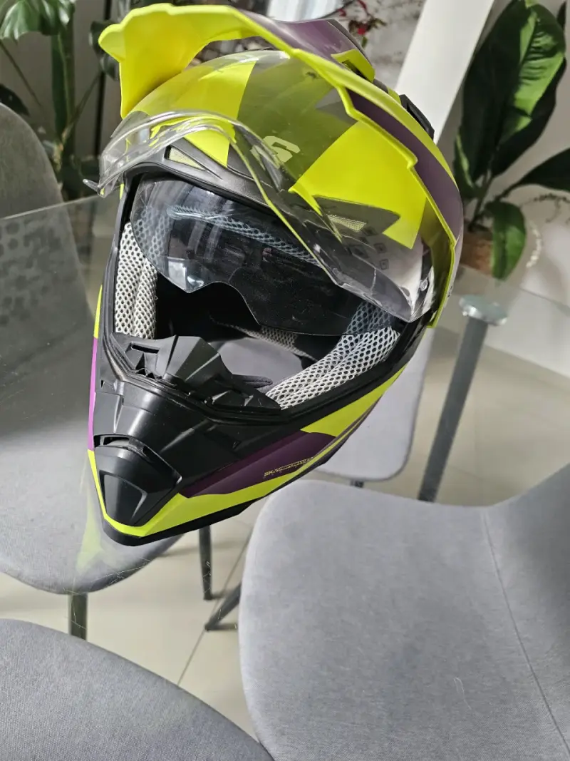 Casco de moto Shaft amarillo y morado - 5