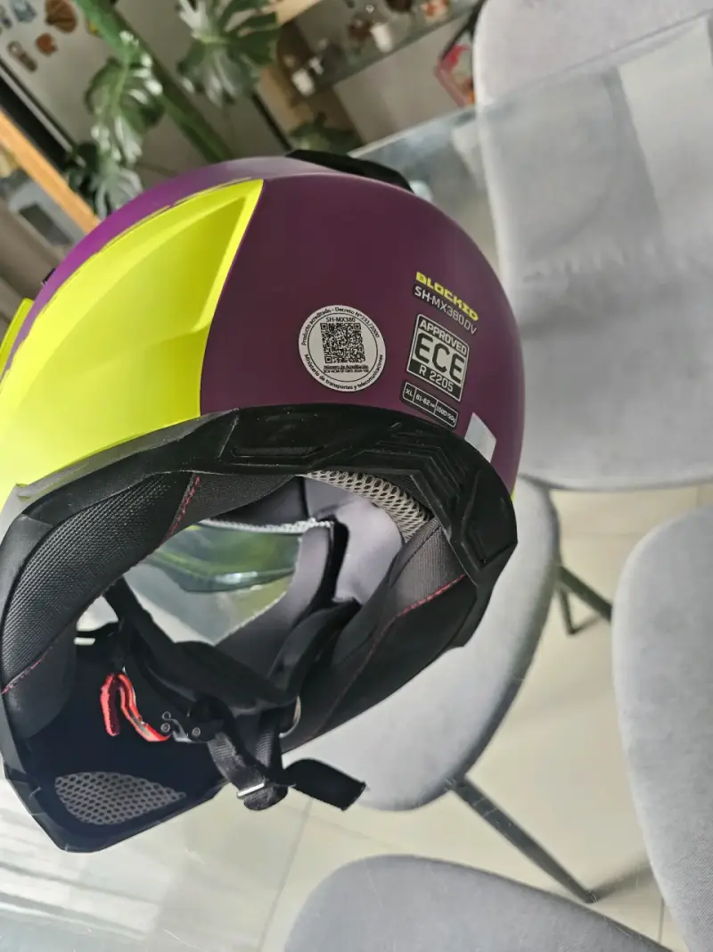Casco de moto Shaft amarillo y morado - 6