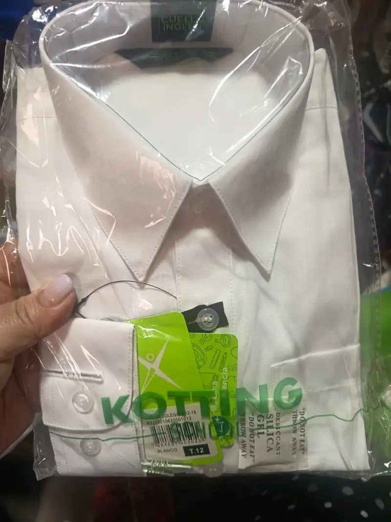 Camisa blanca de colegio para hombre talla 12