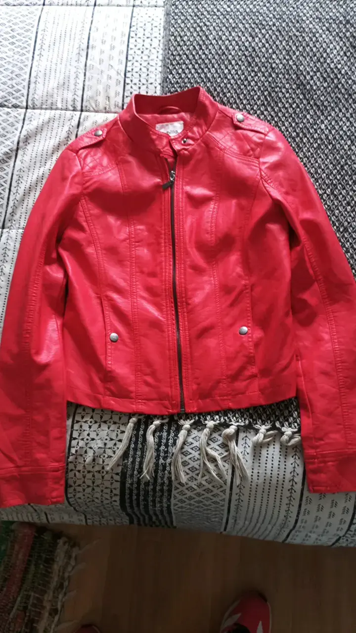 Chaqueta de cuero roja para mujer - 2
