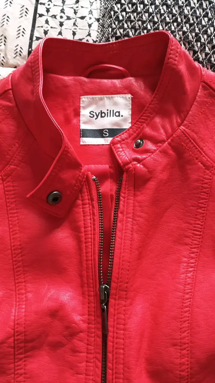 Chaqueta de cuero roja para mujer - 3