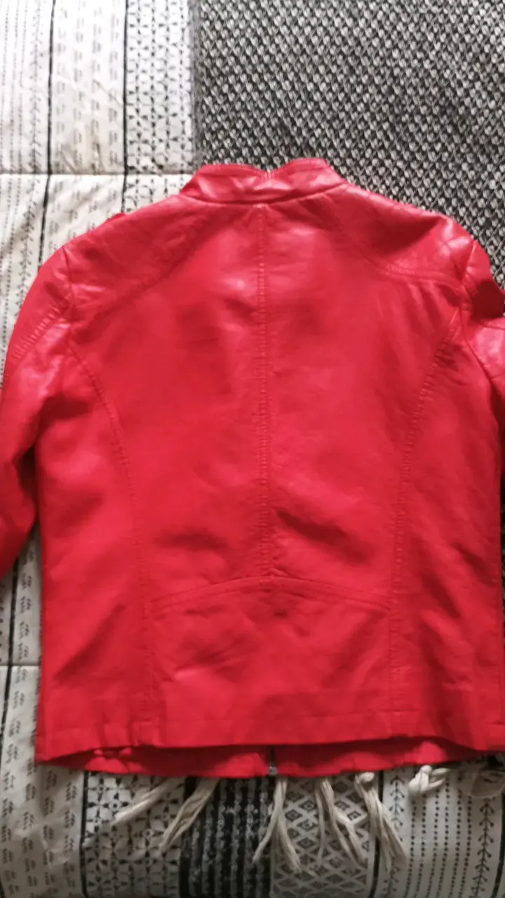 Chaqueta de cuero roja para mujer - 4