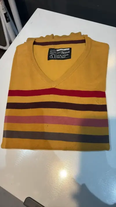 Suéter Americano Rayado Mostaza Talla M - miniatura 1