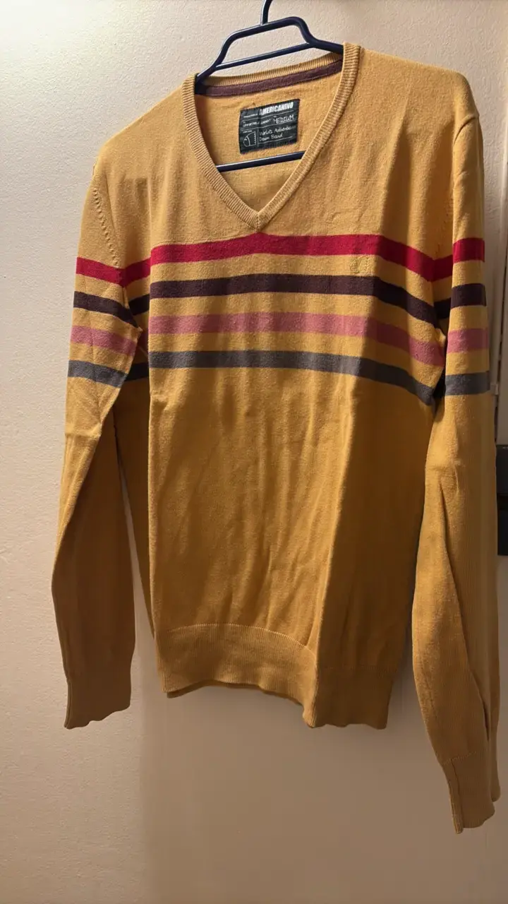 Suéter Americano Rayado Mostaza Talla M - 2