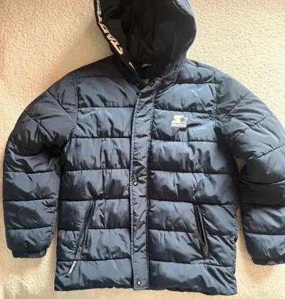 Chaqueta acolchada azul con capucha Starter - miniatura 1