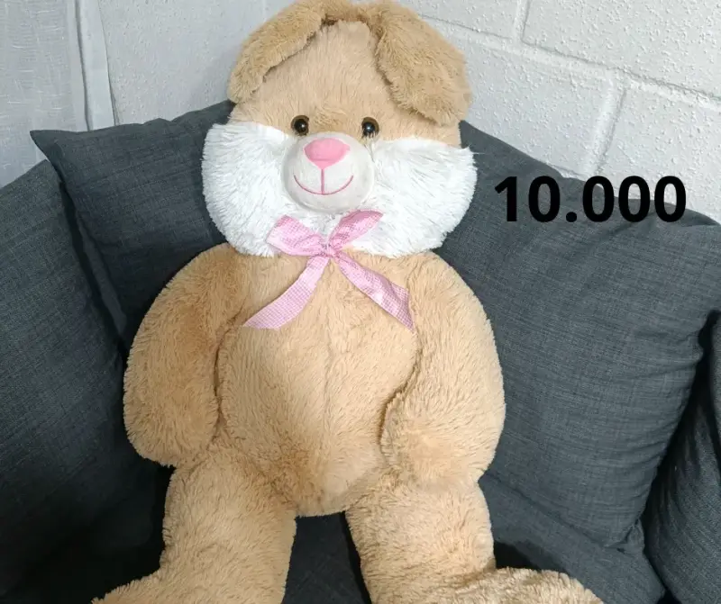Peluche conejo gigante con lazo rosa