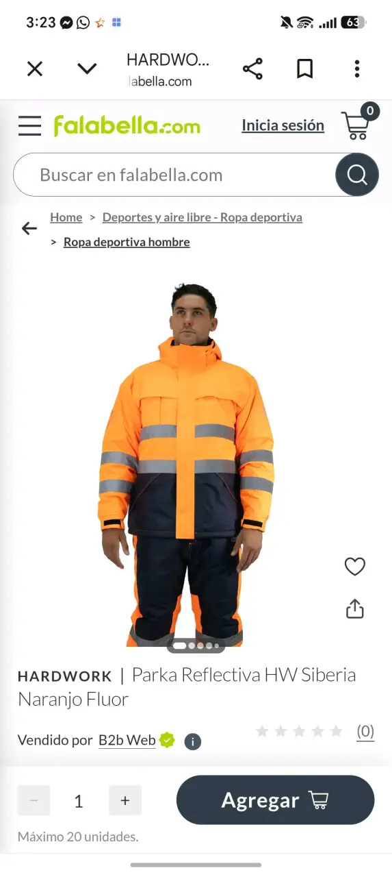 Parka Reflectiva Hardwork HW Siberia Naranja Fluor