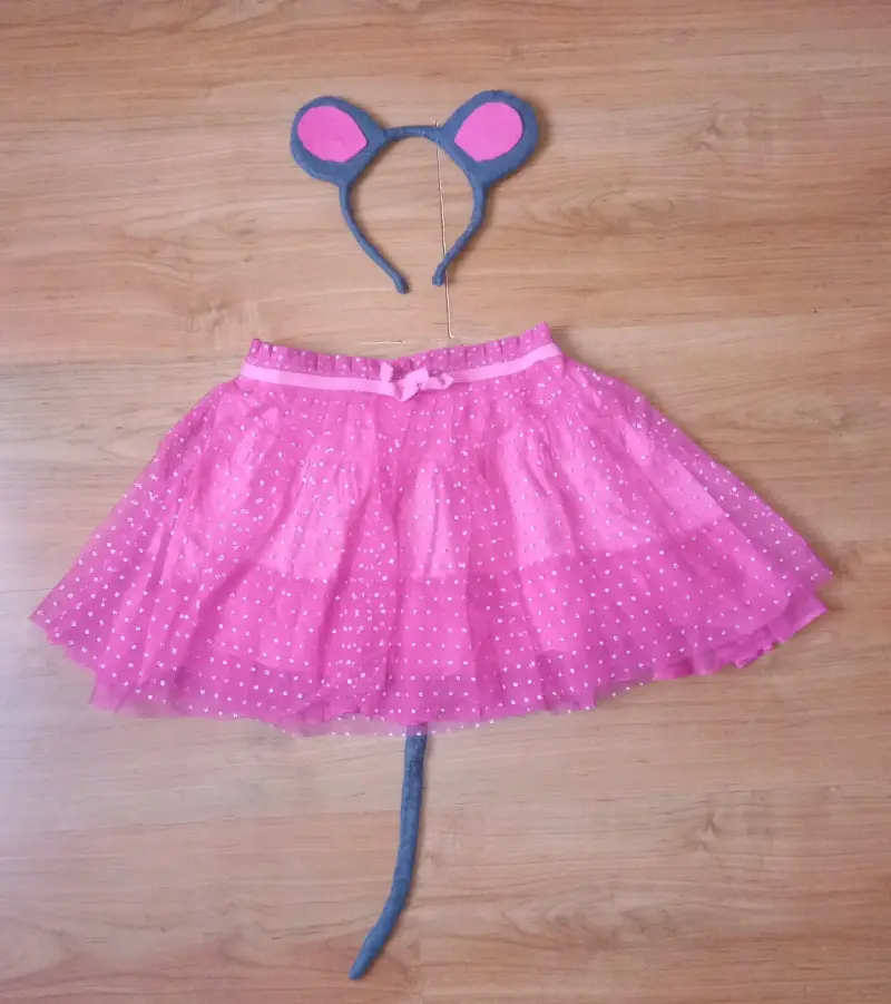 Disfraz de ratón rosa para niña con falda y orejas - 1