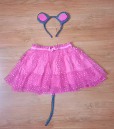 Disfraz de ratón rosa para niña con falda y orejas - miniatura 1