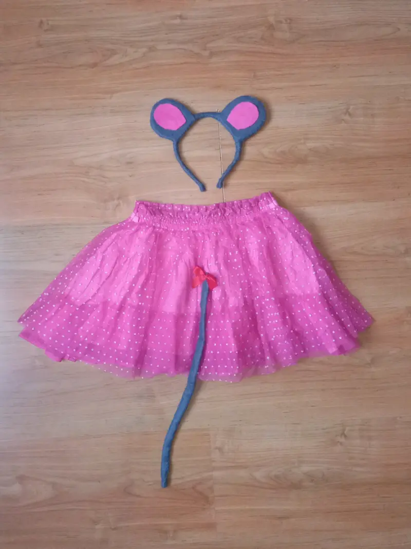 Disfraz de ratón rosa para niña con falda y orejas - 2