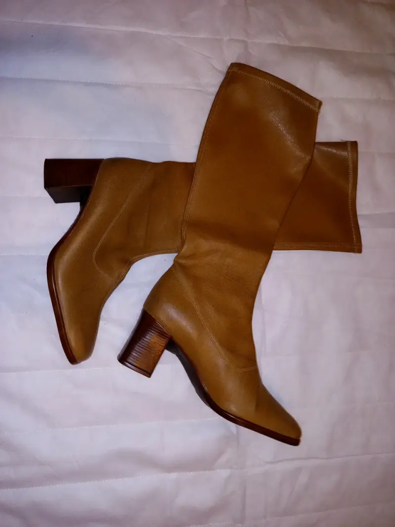 Botas de cuero marrón con tacón alto - 4