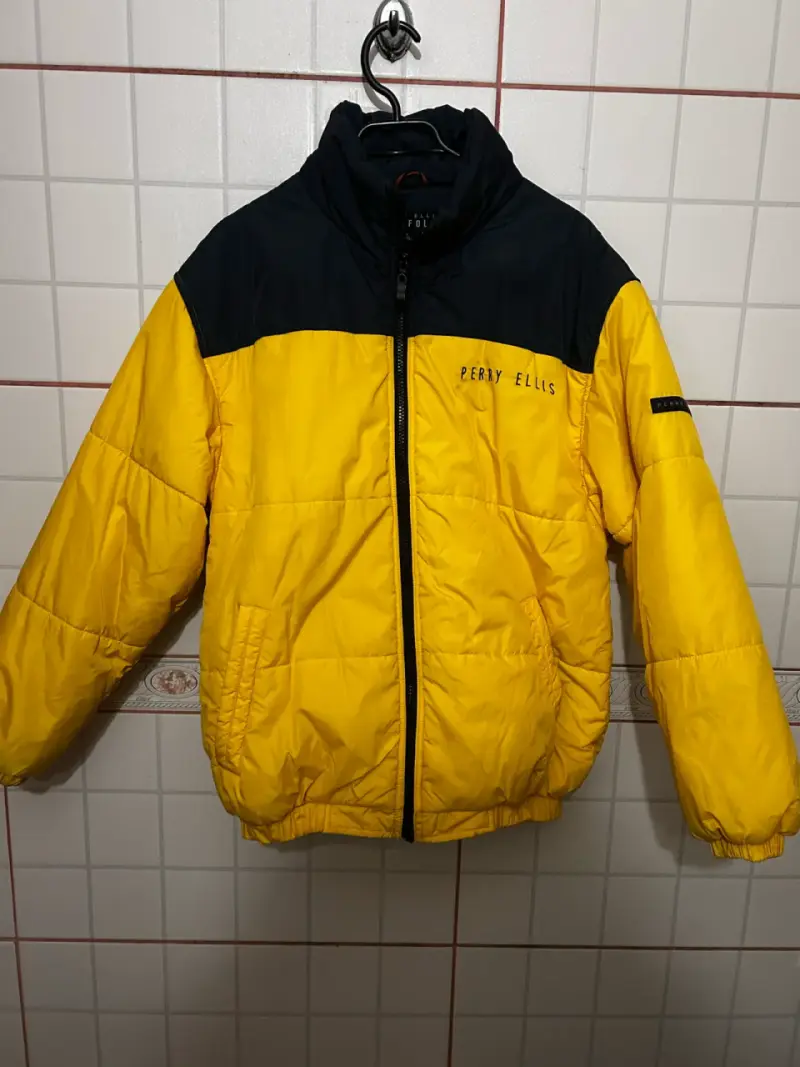 Chaqueta acolchada Perry Ellis amarilla y negra - 1