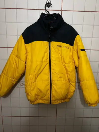 Chaqueta acolchada Perry Ellis amarilla y negra - miniatura 1