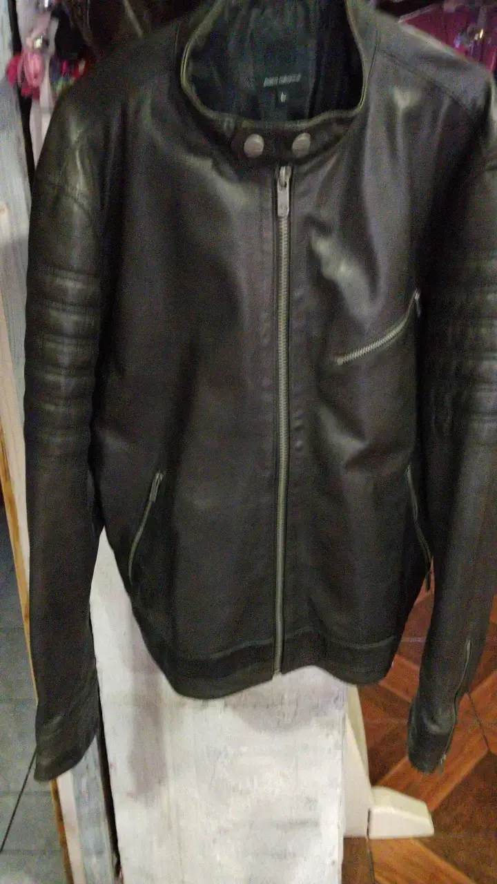 Chaqueta de cuero negra estilo motociclista - 6